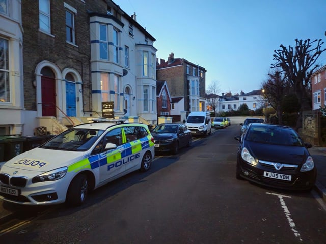 Police in Shaftesbury Road, Southsea, over firearms incident that led to four men arrested