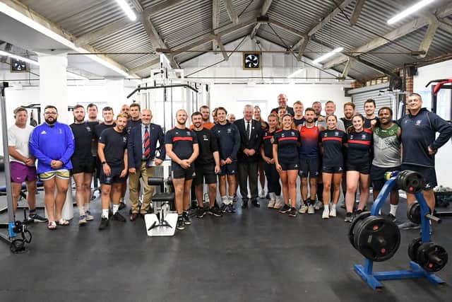 Havant RFC officially unveil their new gym and changing rooms facility, with special guest former RFU president Jeff Blackett. Picture: Mark D @windandsurf_images