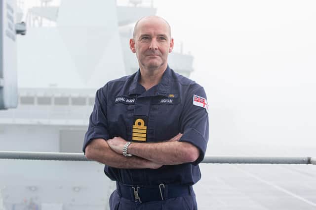 Royal Navy takes command of key NATO force.  The change of command will be formally acknowledged with a ceremony aboard HMS Prince of Wales in Portsmouth Naval Base on Tuesday 11 January 2022

Pictured:Captain Steve Higham on board of HMS Prince of Wales

Picture: Habibur Rahman