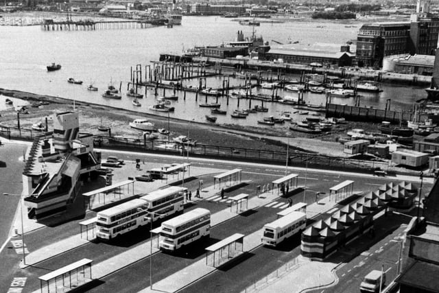 An aerial view of the bus station in The Hard, Portsmouth on June 8 1979. The News PP3960