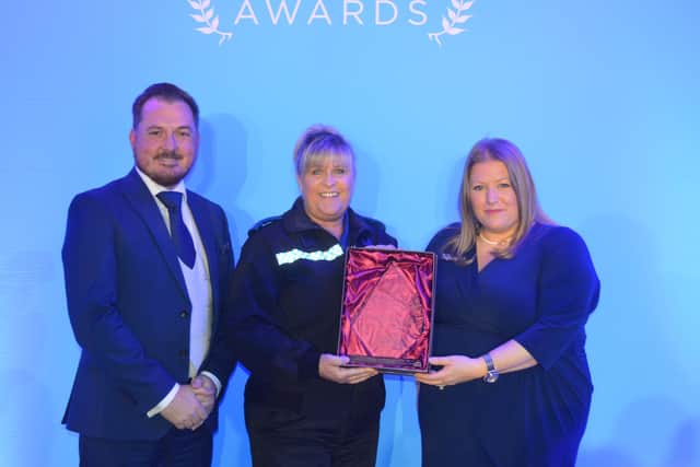 From left, deputy police and crime commissioner Terry Norton, PCSO Dawn Ayres and police and crime commissioner Donna Jones. Picture: David George