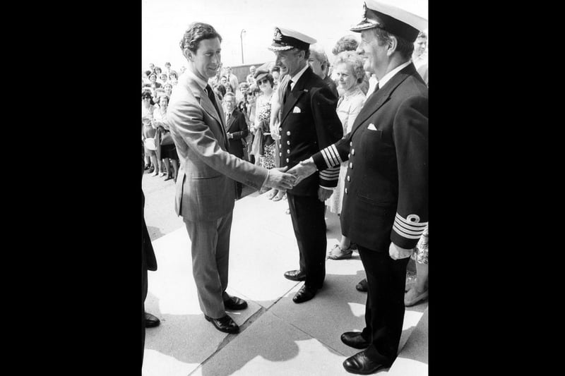 Prince Charles pays a visit to the Defence Research Agency on Portsdown Hill in June 1982.