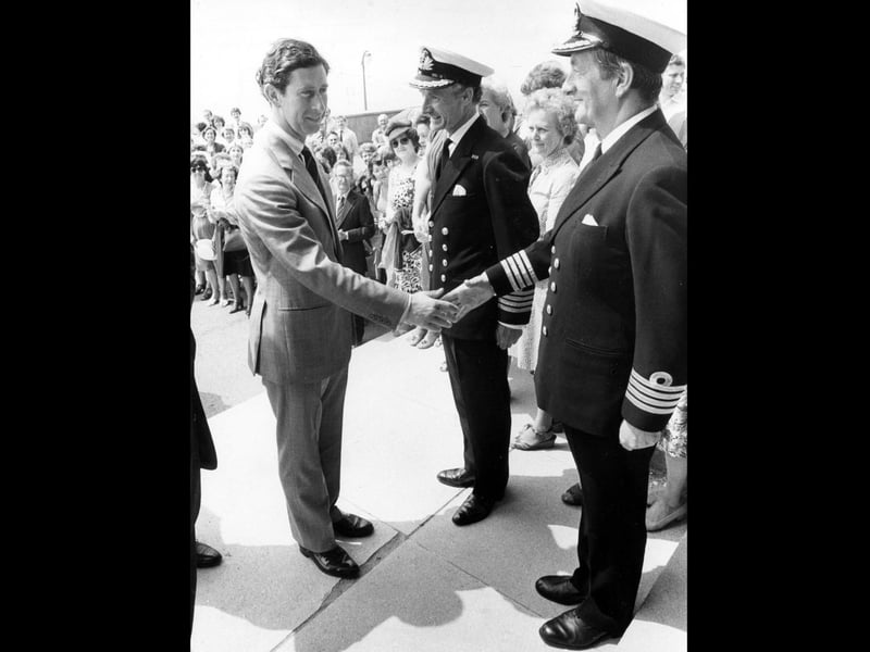Prince Charles pays a visit to the Defence Research Agency on Portsdown Hill in June 1982.