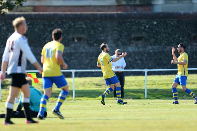 Conor Mansfield celebrates his second goal. Picture: Chris Moorhouse