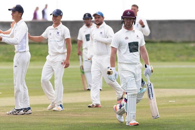 Former Hampshire batsman Jason Laney, seen here having just been dismissed against Portsmouth in 2020, struck a century for St Cross in the SPL yesterday - but still finished on the losing side. Picture: Keith Woodland
