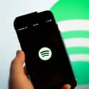 This illustration photo shows the Spotify logo 
(Photo by Stefani Reynolds / AFP) (Photo by STEFANI REYNOLDS/AFP via Getty Images)