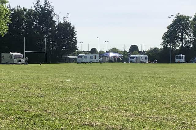 Nine caravans illegally entered the site yesterday.