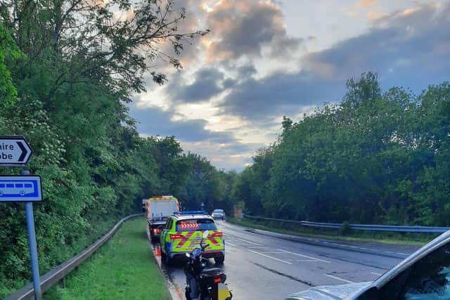 Officers received 'multiple calls' regarding the moped, seen travelling on the M27 and M3. Picture: Hampshire Roads Policing Unit