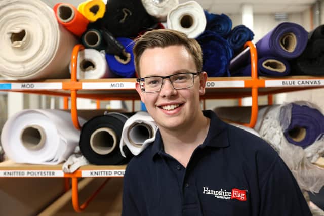 Robert Wilkinson is in charge of cutting fabric and PVC. Hampshire Flag Company Ltd, Pipers Wood Industrial Park, WaterloovillePicture: Chris Moorhouse (jpns 130721-07)