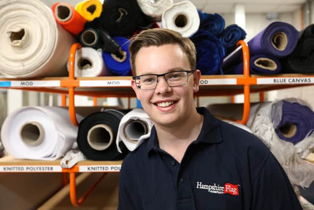 Robert Wilkinson is in charge of cutting fabric and PVC. Hampshire Flag Company Ltd, Pipers Wood Industrial Park, Waterlooville
Picture: Chris Moorhouse (jpns 130721-07)
