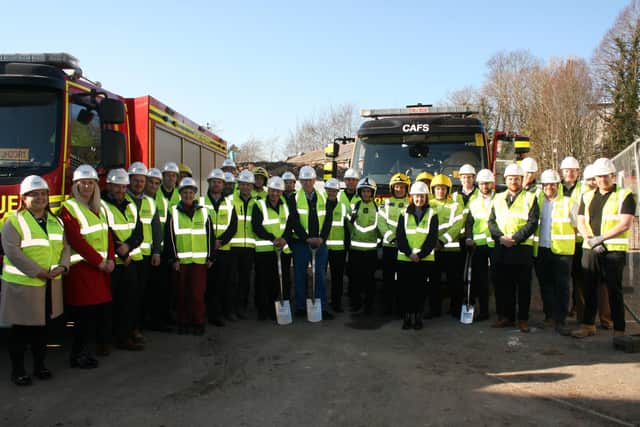Cosham firefighters were joined by Chief Fire Officer Neil Odin and HIWFRA Chairman Cllr Rhydian Vaughan to see the site of their new fire station off Northern Road in Cosham, on February 7, 2023
Picture: Hampshire and Isle of Wight Fire and Rescue Service