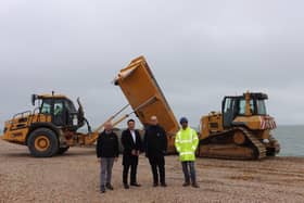 Alan Mak MP with Coastal Partners, Environment Agency and Ovenden Earthmoving representatives