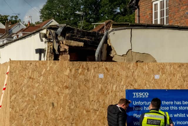 The area around the ATM has been boarded up. Picture: Habibur Rahman