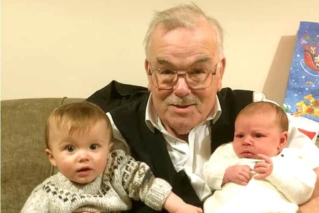 Former PC Don Andrews, 72, who died on Easter Sunday 2020 at Queen Alexandra Hospital after testing positive for Covid-19. Pictured with his great-grandchildren Alfie and Isla-Rose Andrews.