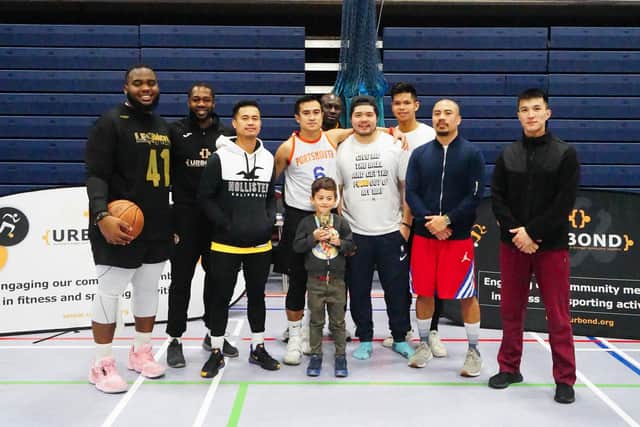 Tres Basketball - Louie Nuesa, Jay Gerenias, Allew Vitug, Arnold Basada, Bilgwn Tsogt, Conrad Sabadera, Brian Cheung and Michael Penuku - with organisers Hans and Drame from URBOND