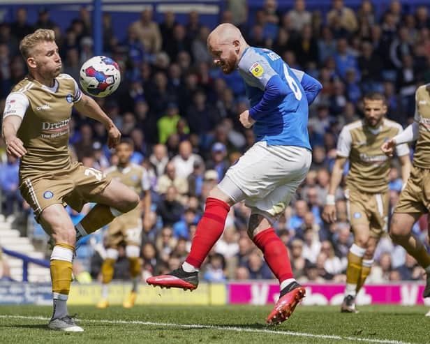 Connor Ogilvie goes close with a headed opportunity against Wycombe on Sunday. Picture: Jason Brown/ProSportsImages