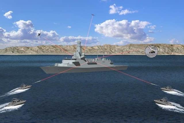 Artist's impression of the threats the laser could deal with on a Type 26 (courtesy MBDA)