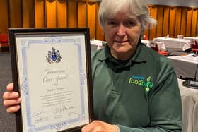 Jackie Peters, 75, was nominated for a civic award for her 'outstanding dedication’ supporting needy families as part of the Portsmouth Food Bank team.