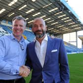 Gianluca Vialli and Andy Awford at the launch of the fans financial initiative at Fratton Park, on June 10, 2014. Picture: Ian Hargreaves (141660-4)
