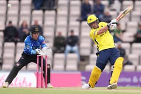 Ben McDermott shared a Hampshire T20 Blast first wicket record stand with James Vince in a 10-wicket hammering of Sussex. Picture: Warren Little/Getty Images