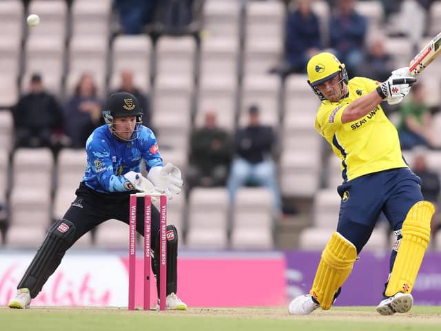 Ben McDermott shared a Hampshire T20 Blast first wicket record stand with James Vince in a 10-wicket hammering of Sussex. Picture: Warren Little/Getty Images