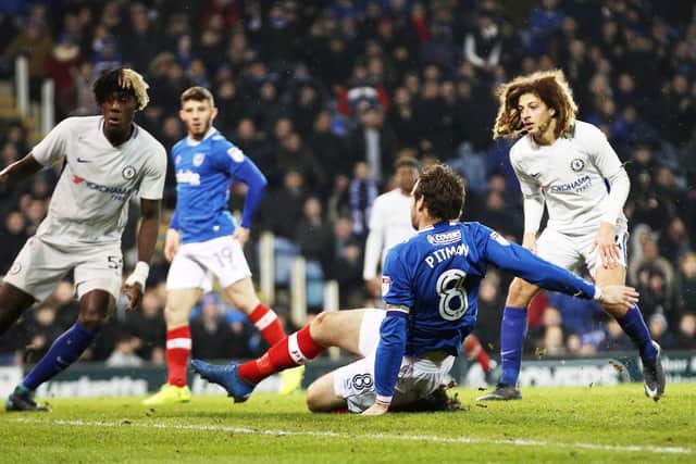 Brett Pitman scored in Pompey's 2-1 loss to Chelsea in the EFL Trophy - their last loss in the competition on January 8, 2018