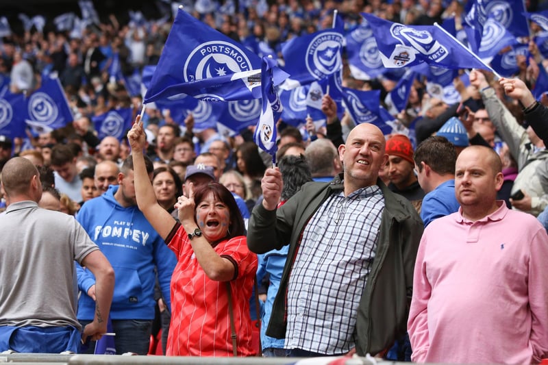 Pompey fans at Wembley against Sunderland in the Checkatrade Trophy final on March 31, 2019. Picture: Habibur Rahman