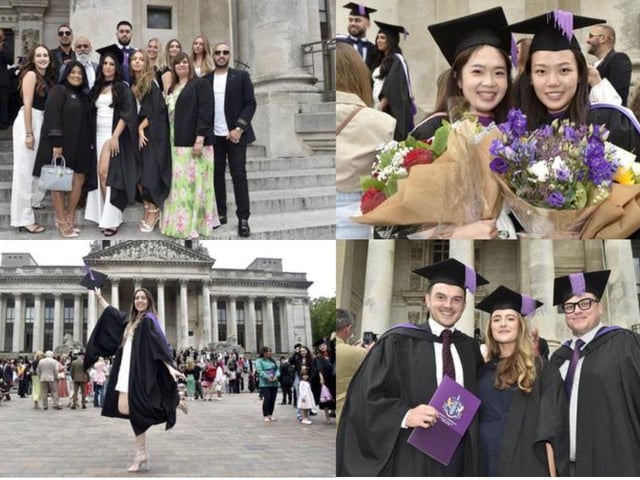 It was smiles all round yesterday as students took to the Guildhall stage to receive their degree.