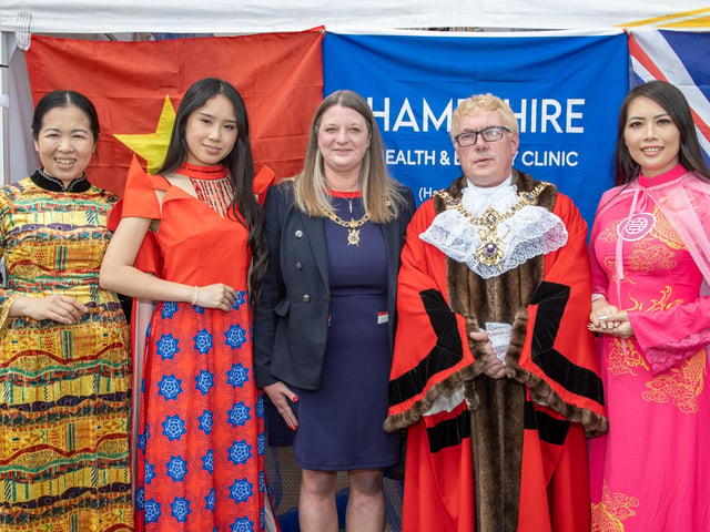 Southsea Common was transformed this weekend into a Thai craft and food extravanganza for the whole family. Pictured - Lord Mayor Jason Fazackarley and Lady Mayoress Helen Mitchell posed with Miss Vietnam 2024 Huyen Vu, Miss Eco Teen Vietnam 2023 Anna Hoang and others in traditional vietnamese clothingPhotos by Alex Shute