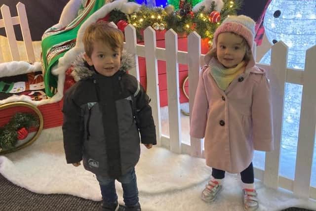 Cameron Mills and Rosanna Morton, both aged two, at Bunn Leisure's Winter Wonderland