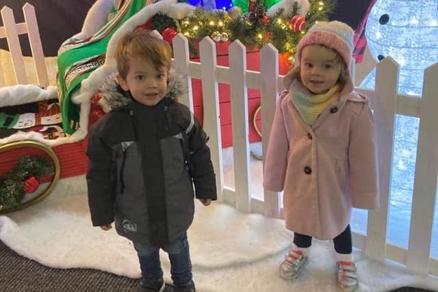 Cameron Mills and Rosanna Morton, both aged two, at Bunn Leisure's Winter Wonderland 