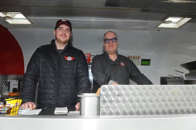 Route 66 Burger Bar held their first day of opening at their new location along Portsdown Hill on Tuesday, March 1.

Pictured is: (l-r) Jake Edwards and owner Steve Bray.

Picture: Sarah Standing (010322-9970)