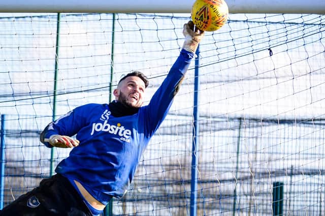 Stephen Henderson in action during one of his two Pompey training sessions after returning to the club on loan in February 2018. Picture: Colin Farmery