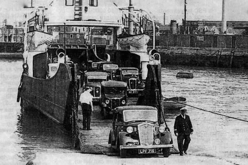Seen arriving at Point, Old Portsmouth is the car ferry from the Isle of Wight. Imagine such a small vessel today.