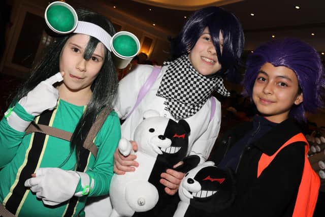 From left, Bonny Piper, Molly Piper and Bernadette Jack. Portsmouth Anime and Comic Con, Marriott Hotel, Southampton Road.
Picture: Chris Moorhouse     (290220-30)