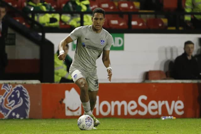 Haji Mnoga of Portsmouth during the EFL Trophy match between Walsall and Portsmouth at the Banks's Stadium, Walsall, England on 7 January 2020. Picture: Paul Thompson/ProSportsImages