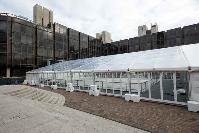 Construction of ice rink in Guildhall Square, Portsmouth. Picture: Chris Moorhouse (161124-26)