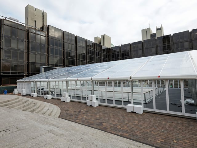 Construction of ice rink in Guildhall Square, Portsmouth. Picture: Chris Moorhouse (161124-26)
