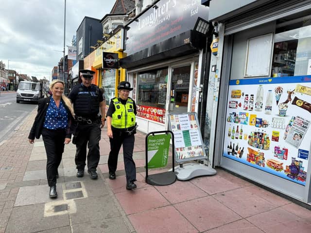 Amanda Martin MP out on patrol with local police in North End