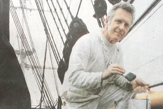 Shipwright Peter Collings trying to keep up with the constant repairs.