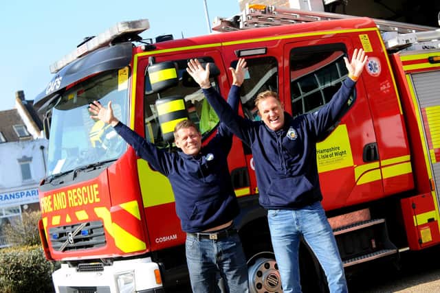 Pictured is: (l-r) Firefighters Craig Sadler and Stu Vince. 
Picture: Sarah Standing (020323-5936)