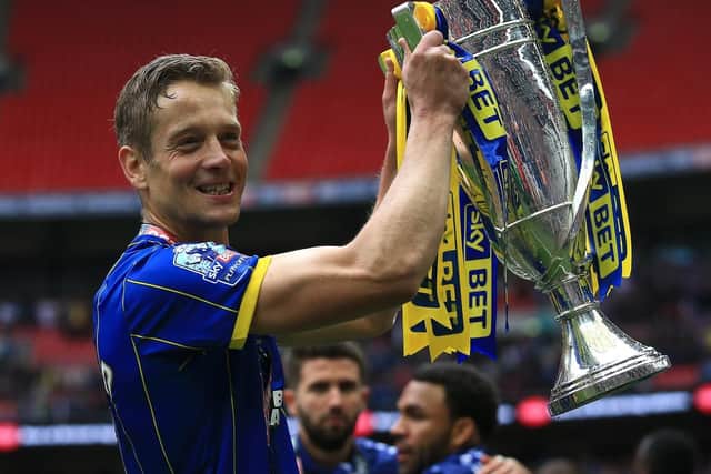 Paul Robinson won the League Two Play-Off final with AFC Wimbledon at Wembley in 2015-16 - his first season after leaving Pompey. Picture: PA
