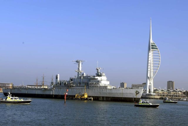 HMS Fearless leaving Portsmouth Harbour for the last time.Picture: Steve Reid
