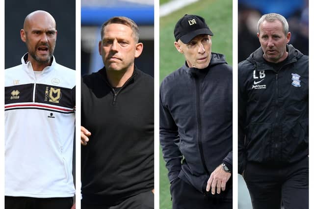 Names in frame (from left): Luke Williams, Leam Richardson, Bob Bradley, Lee Bowyer.