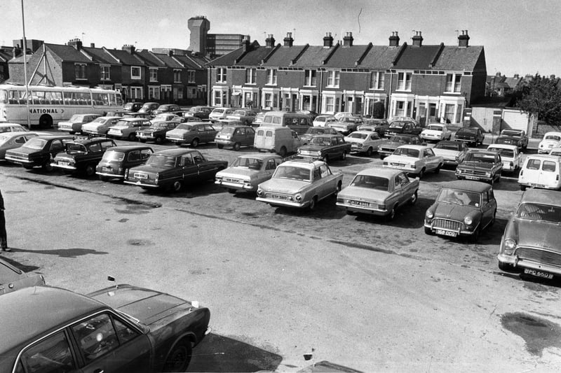 A view of the car park behind the shops in North End in 1975. The News PP3023