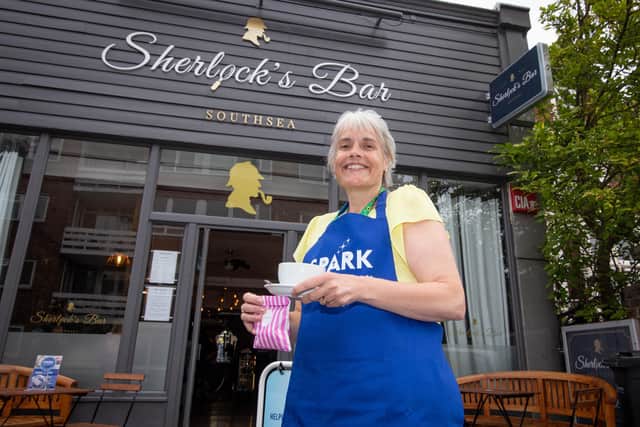 Becki Simmons of Spark Community Space outside Sherlocks Bar Southsea on 2nd June 2021
Picture: Habibur Rahman
