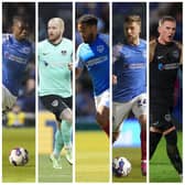 From left: Jay Mingi, Connor Ogilvie, Louis Thompson, Michael Jacobs and Ronan Curtis are among Pompey's out-of-contract players next summer.