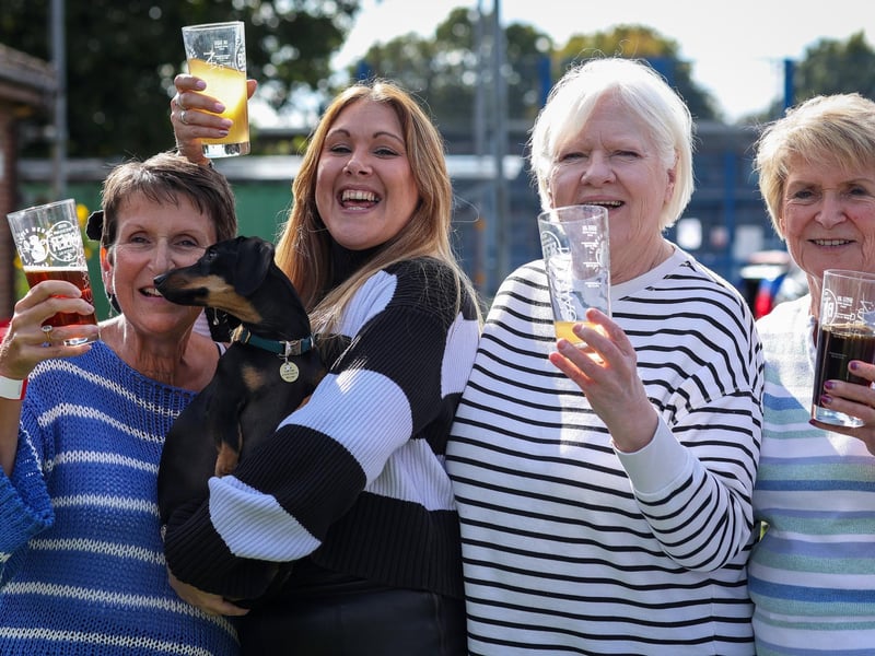 From left, Debbie Pointer, Nikki McLean with Frank, Pauline Bratcher and Pam Cranstone. Wickham Beer Festival, Wickham Community CentrePicture: Chris  Moorhouse (051024-053)