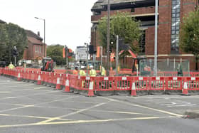 Roadworks in Market Way, Portsmouth on Tuesday, September 26.Picture: Sarah Standing (260923-8966)