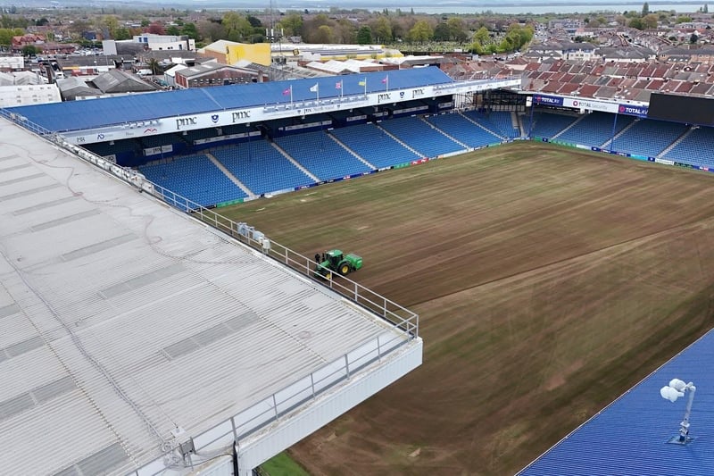 Drone footage has captured some incredible images of the football pitch at Fratton Park as it gets ready for next season. Picture credit: My Portsmouth By Drone